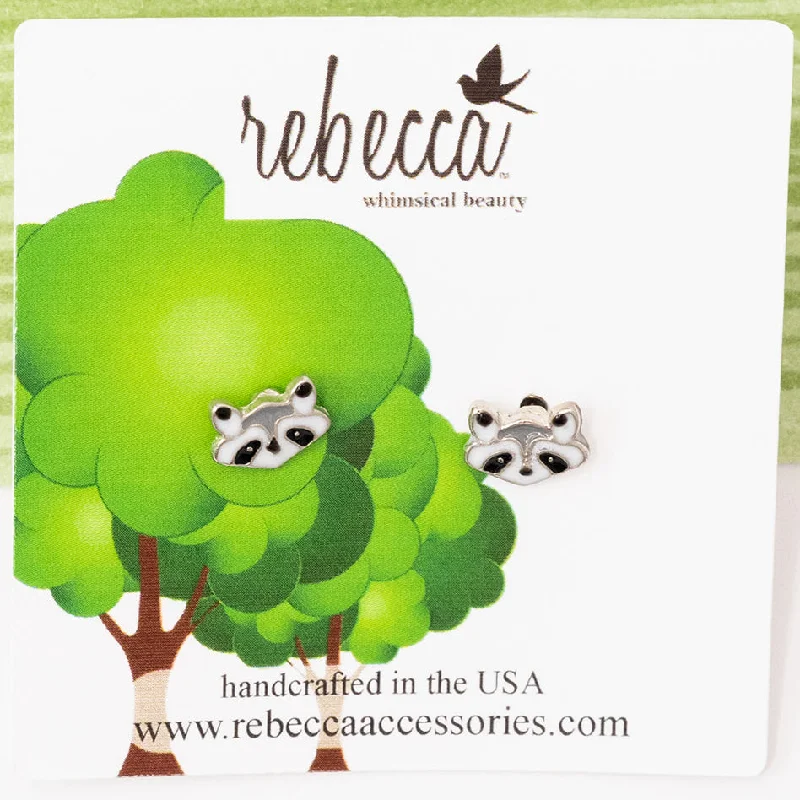 Fine clay earrings-Raccoon Enamel Children's Post Earring