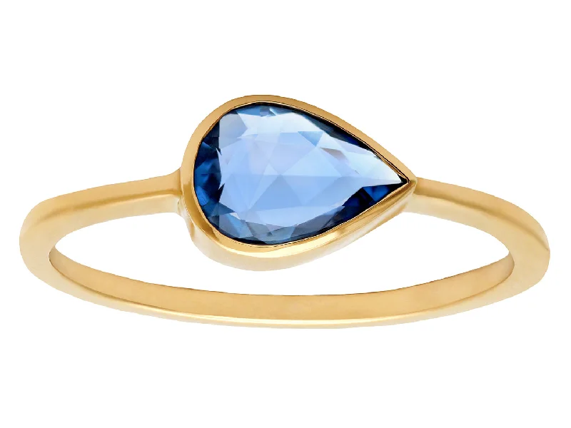 Gem-twisted rings-1ct Pear Rosecut Blue Sapphire Bezel Ring