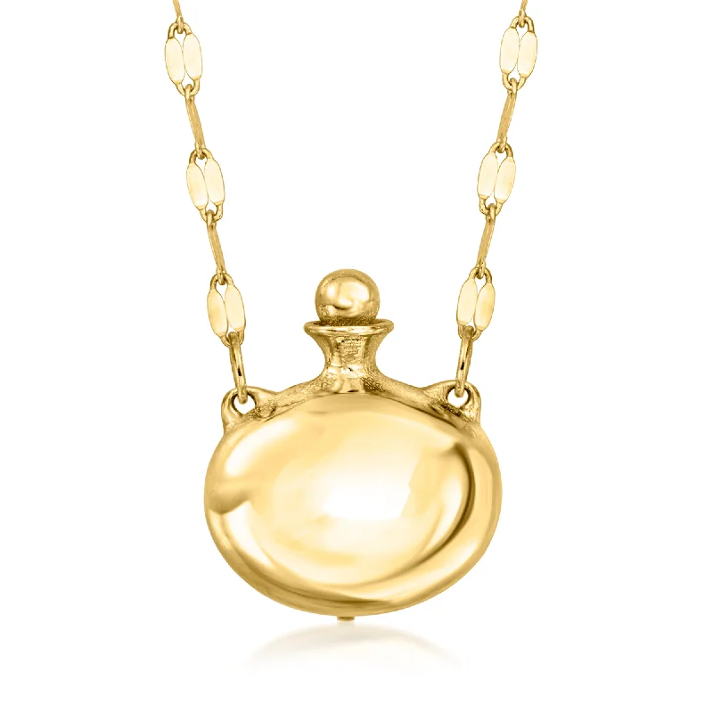 Octagon pendant necklaces-Ross-Simons Italian 14kt Yellow Gold Perfume Bottle Necklace