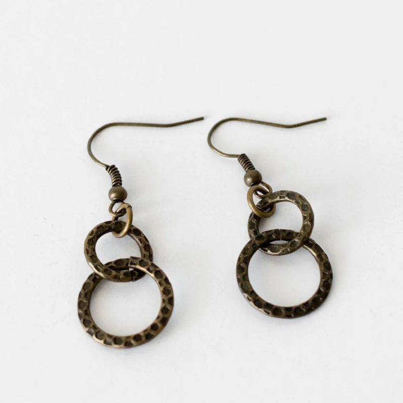 Shiny druzy earrings-Brass Loop Earring