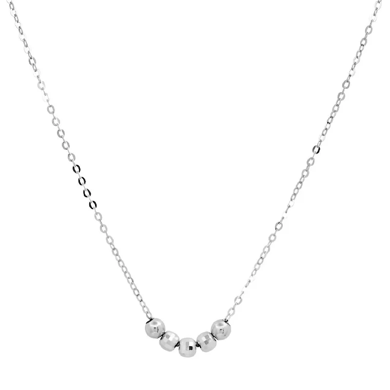 Trust charm necklaces-Women's 5 "movable" Beaded Necklace In White Gold