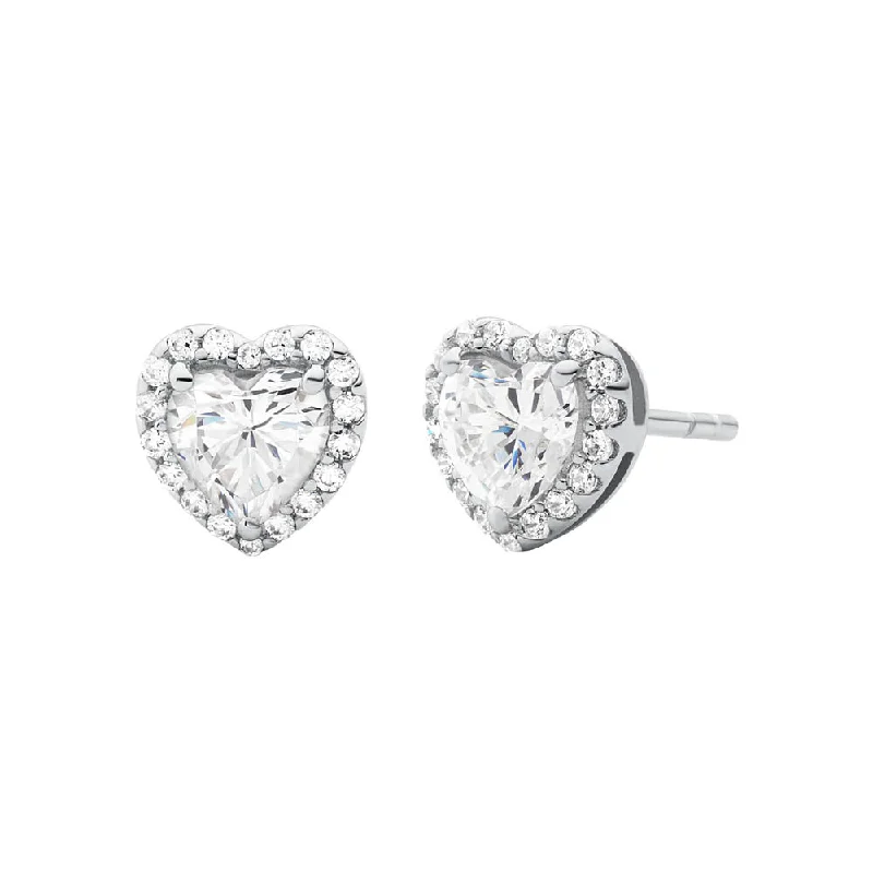 Subtle filigree rings-Michael Kors Sterling Silver Premium Heart Stud Earring