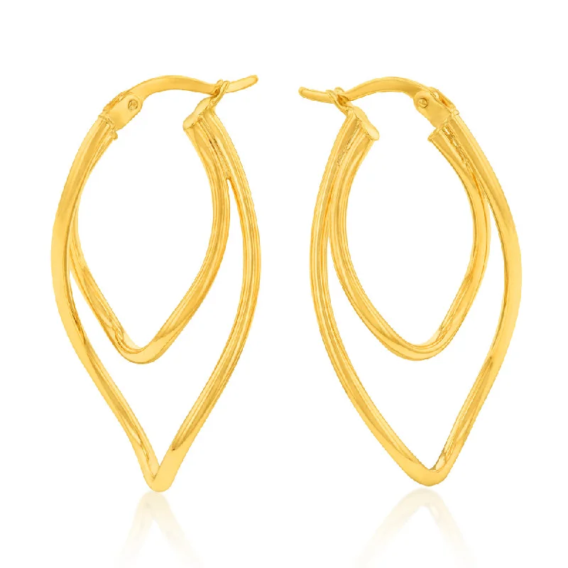 Cast name rings-9ct Yellow Gold Silverfilled Twisted Open Drop Hoop Earring