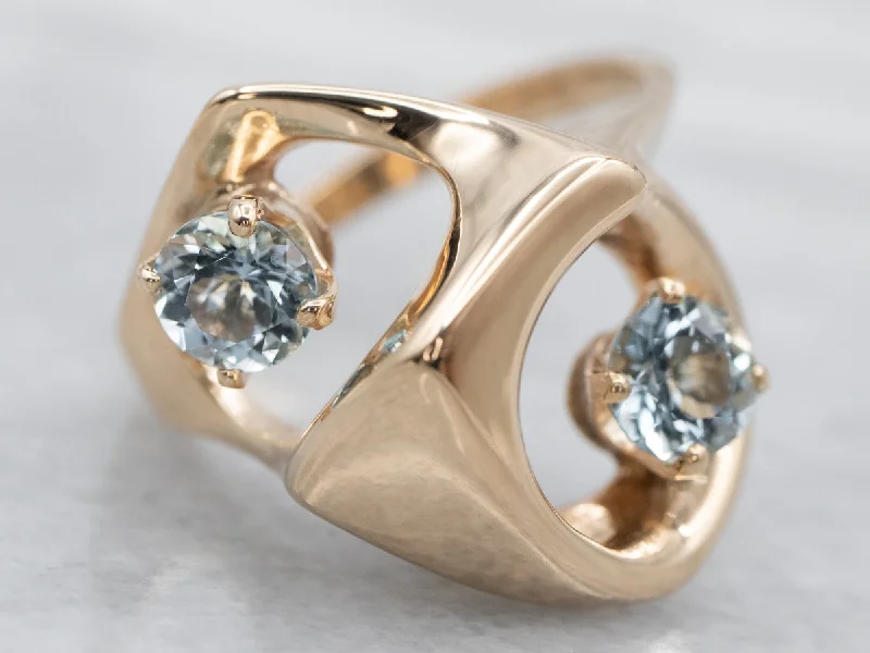 Trust charm rings-Modernist Gold Aquamarine Ring