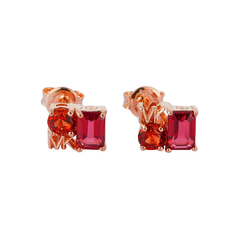 Octagon gem rings-Michael Kors 14ct Rose Gold Plated Sterling Silver Mixed Stone Stud Earring