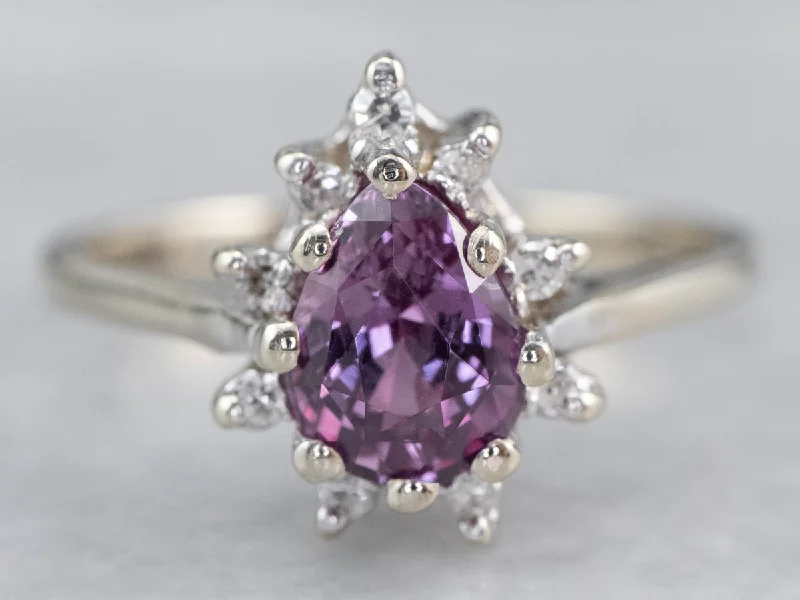 Citrine inlay rings-Pink Sapphire Diamond Halo Ring