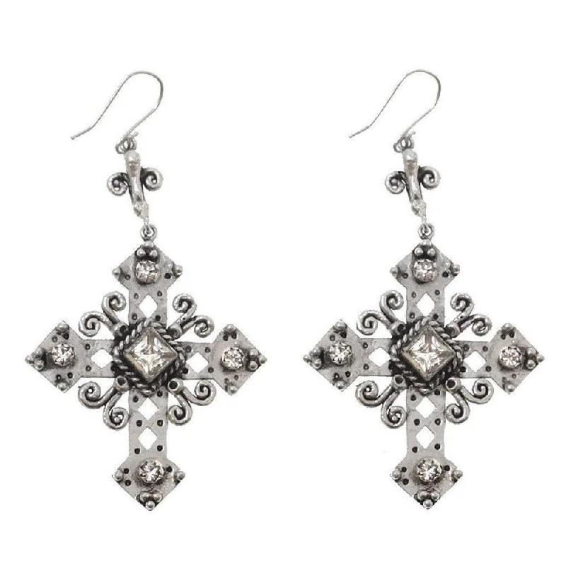 Pale wood earrings-Paloma Cross Earrings