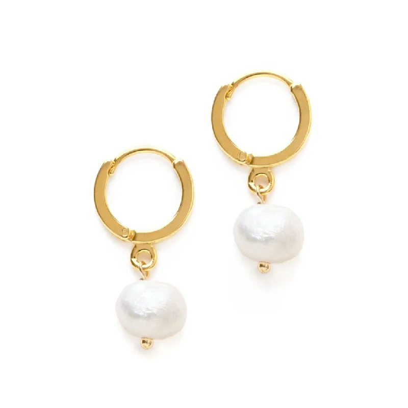 Fine wing earrings-Freshwater Pearls on Hoops