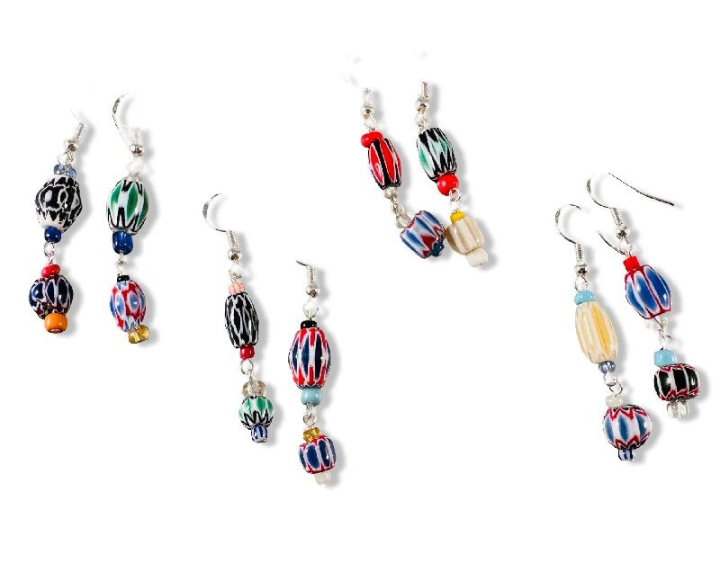 Flow design earrings-African Glass Bead Earrings