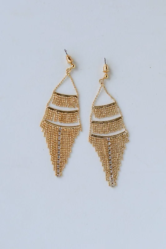 Old medallion earrings-FINAL SALE - Aurora Gold Tiered Fringe Drop Earrings