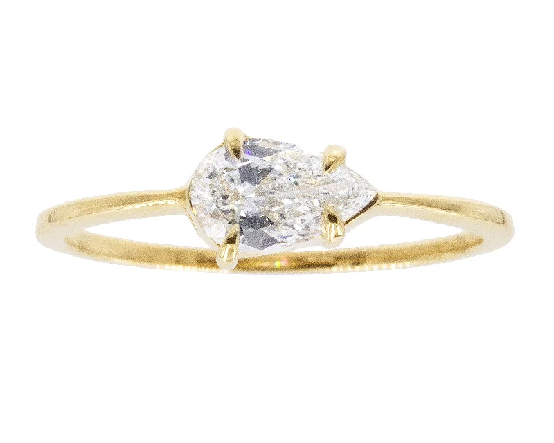 Soft band rings-0.50ct Pear White Diamond & 18K Yellow Gold Sophia Ring