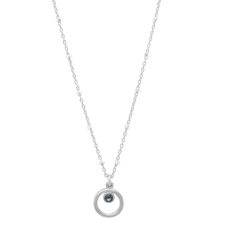 Grass weave necklaces-Women's Eternity Circle Necklace In Sterling/blackdiamond