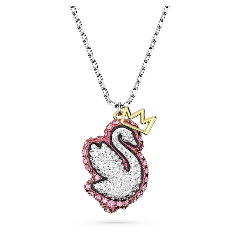 Fiber fringe necklaces-Swarovski Women's Swan Pink Crystal Necklace 5649200