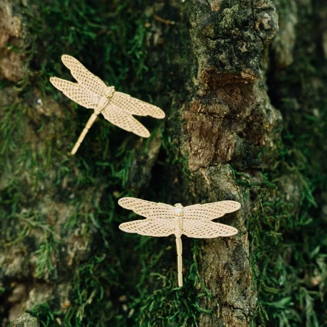 Old clip earrings-Dragonfly Post Earring