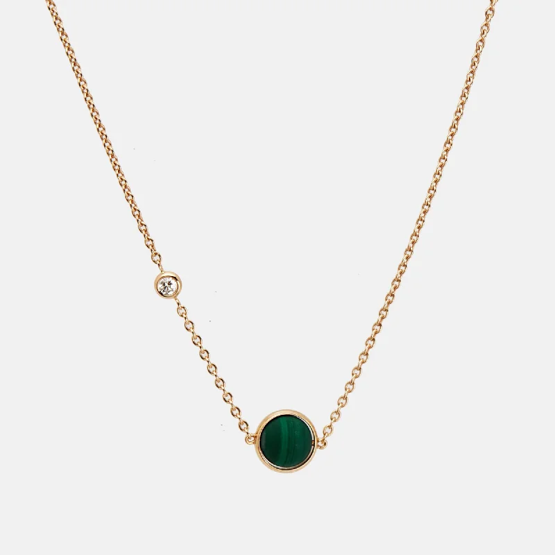 Orbit sign necklaces-Piaget Possession Malachite Diamond 18K Rose Gold Pendant Necklace