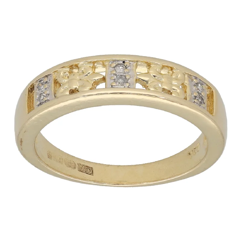 Pinch band rings-9ct Gold 0.03ct Diamond Alternative Ring Size K