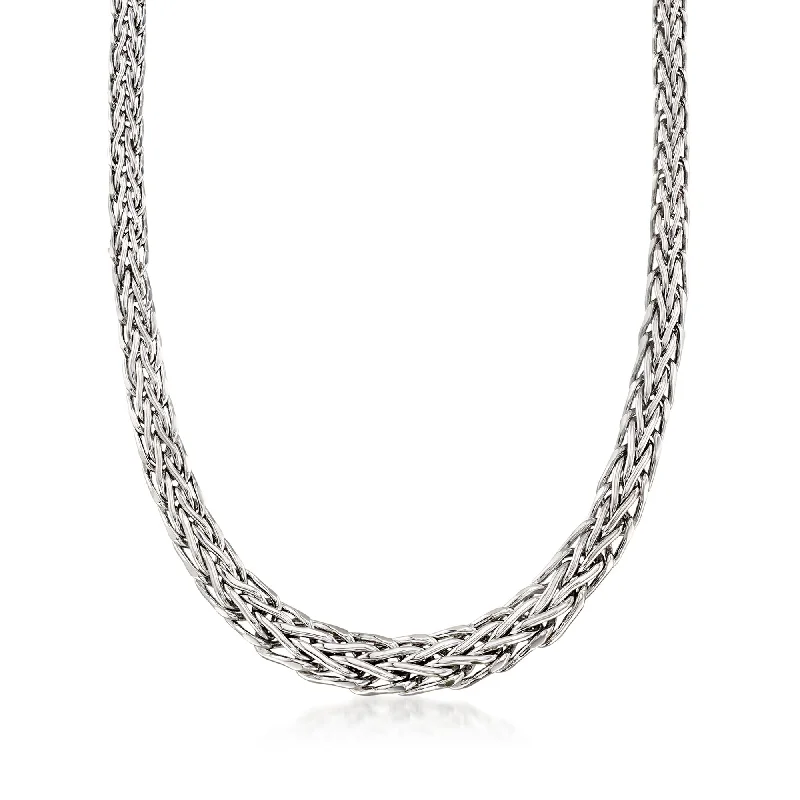 Thin choker necklaces-Ross-Simons Sterling Silver Graduated Wheat-Link Necklace