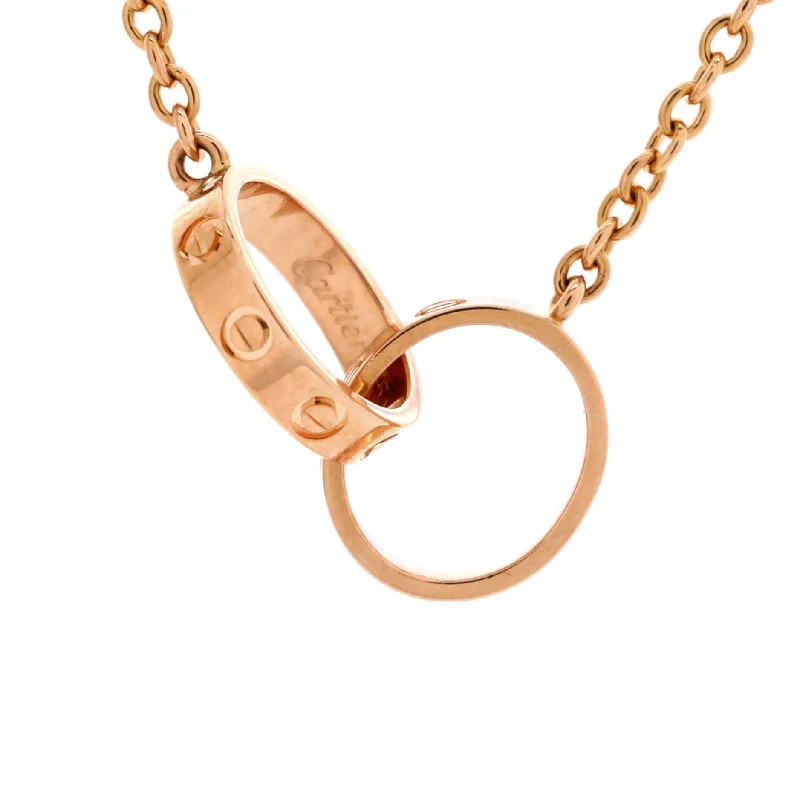 Citrine drop necklaces-Love Interlocking Necklace 18K Rose Gold