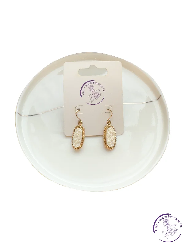 Eight-tier earrings-Small Drop Oval Earrings