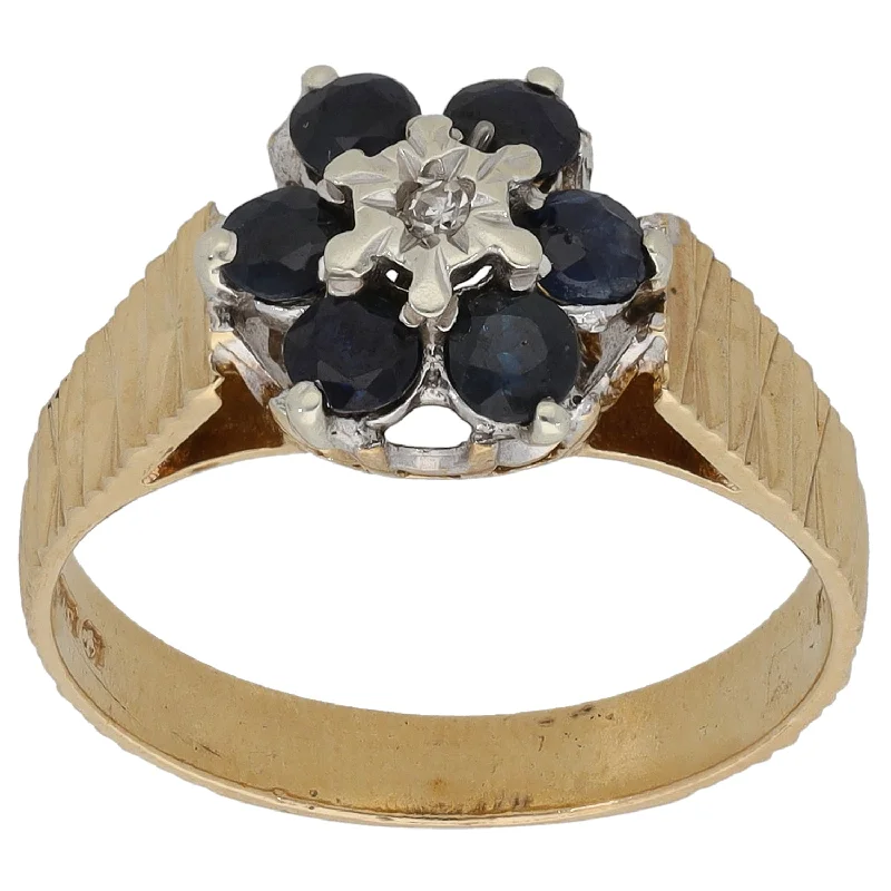 Multi-stone rings-9ct Gold 0.01ct Diamond & Sapphire Dress/Cocktail Ring Size M