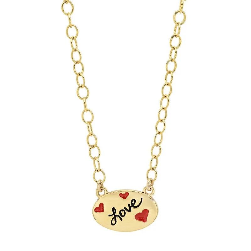 Meteor star necklaces-Women's Enamel Oval Necklace - Love In Vermeil