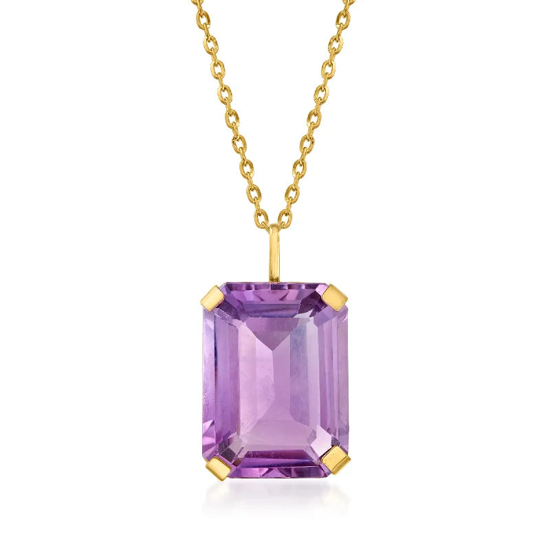 Sodalite stone necklaces-Ross-Simons Amethyst Pendant Necklace in 14kt Yellow Gold