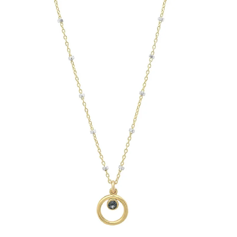 Neat-line necklaces-Women's Eternity Circle Necklace In Vermeil/blackdiamond