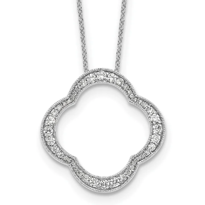 Weathered silver necklaces-14K Yellow Gold 5/8 Ct Lab Grown Diamond Floral Pendant Necklace 18" Clarity VS, Color D-E