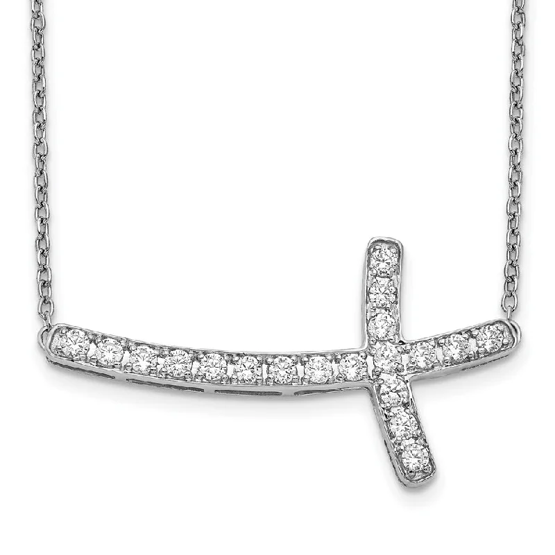 Custom letter necklaces-14K Gold 1/2 Ct Lab Grown Diamond Sideways Cross Pendant Necklace 18" Clarity VS, Color G-H