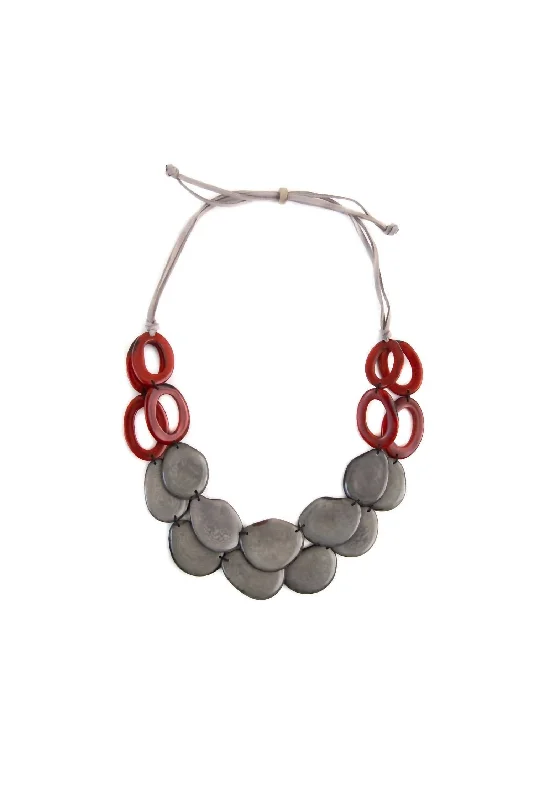 Blended metal necklaces-Women's Africa Necklace In Burgundy/charcoal Grey