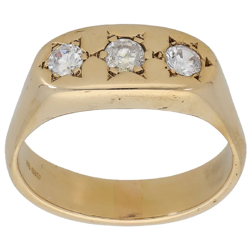 Trust charm rings-9ct Gold Cubic Zirconia Three Stone Ring Size W