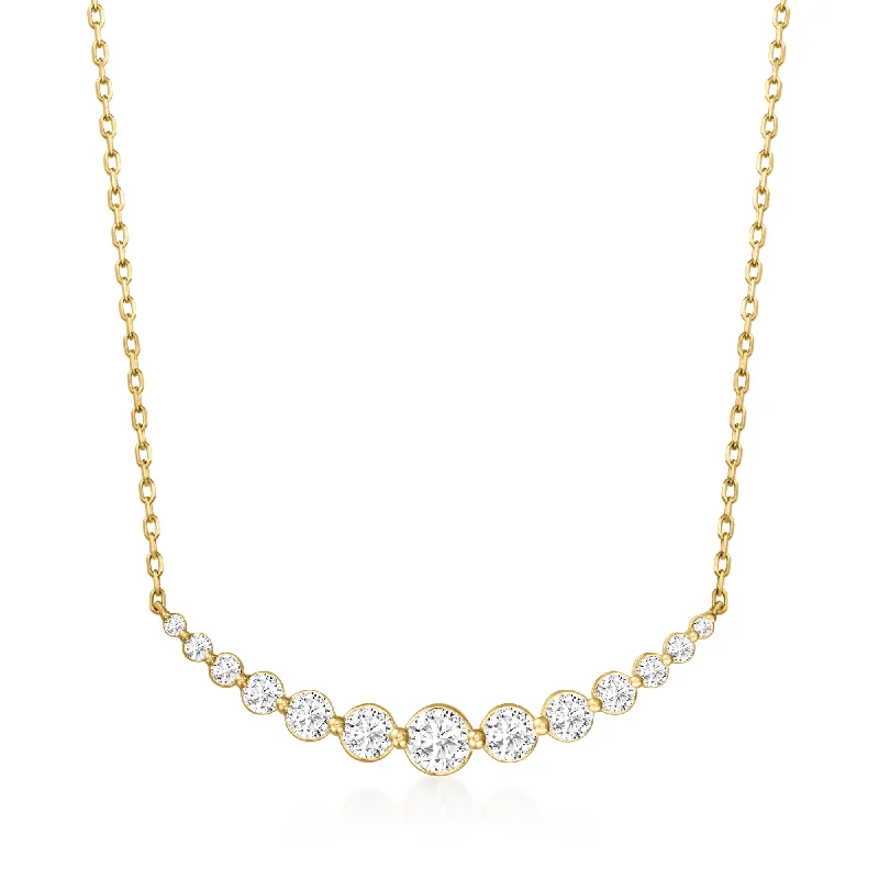 Rosebud flower necklaces-Ross-Simons Diamond Smile Necklace in 14kt Yellow Gold