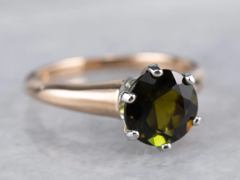 Gem-twisted rings-Green Tourmaline Solitaire Ring