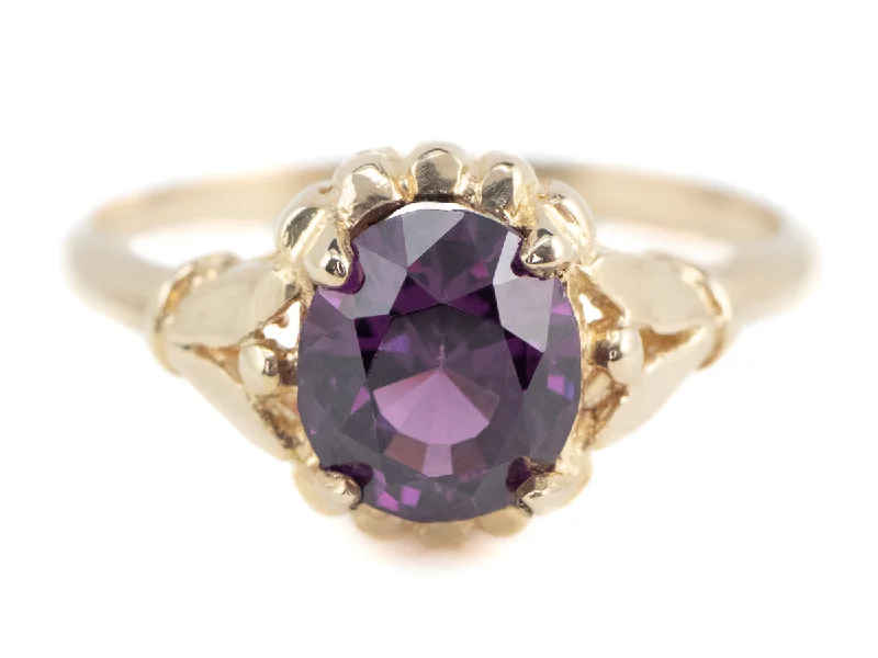 Fluorite gem rings-Abigail Purple Sapphire Gold Solitaire Ring