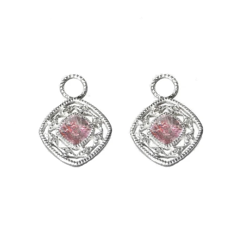 Light enamel earrings-Pink Topaz Earring Charms