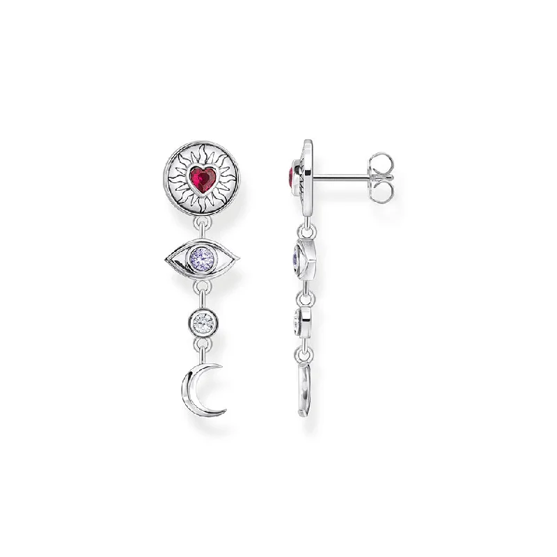 Octagon shape rings-Thomas Sabo Sterling Silver Heritage White CZ Drop Single Cuff Earring