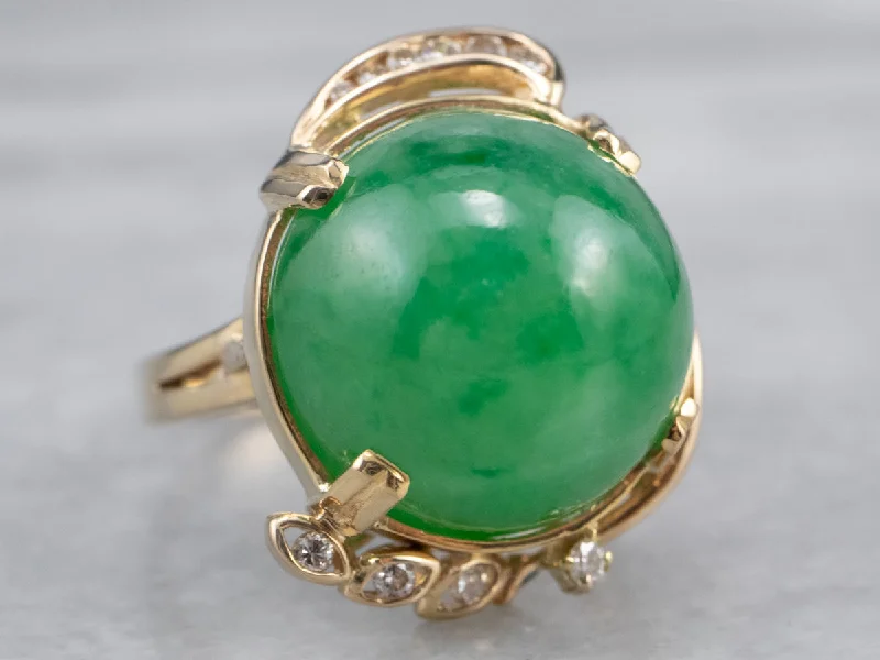 Midnight gothic rings-18K Gold Jade and Diamond Cocktail Ring