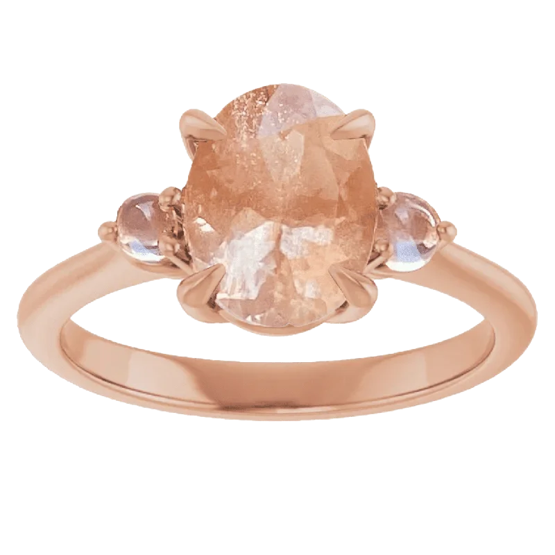 Clustered stone rings-Oregon Sunstone & Moonstone Ring