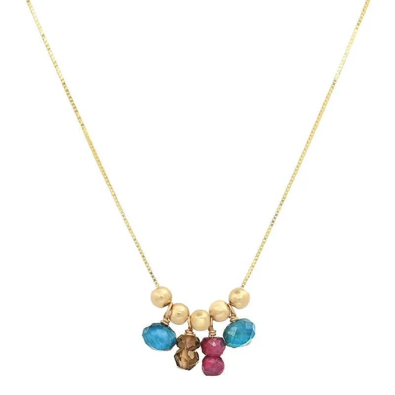 Firm clasp necklaces-Women's "movable Beaded" Necklace In Gold