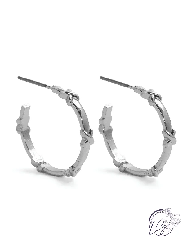 Octagon dangle earrings-Hoops with x Accent