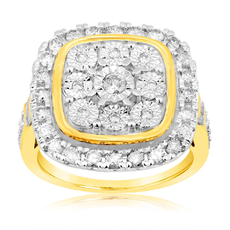 Light enamel rings-9ct Yellow Gold 1 Carat Diamond Disc Dress Ring