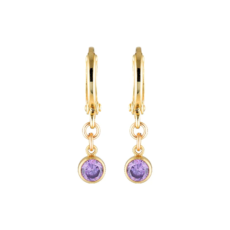 Pale clay earrings-Mia Gold Hoop Earrings - Amethyst