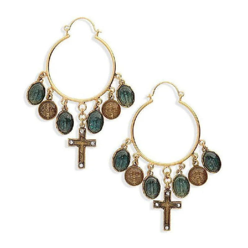 Gem-twisted earrings-Les Celeste Hoop Earrings