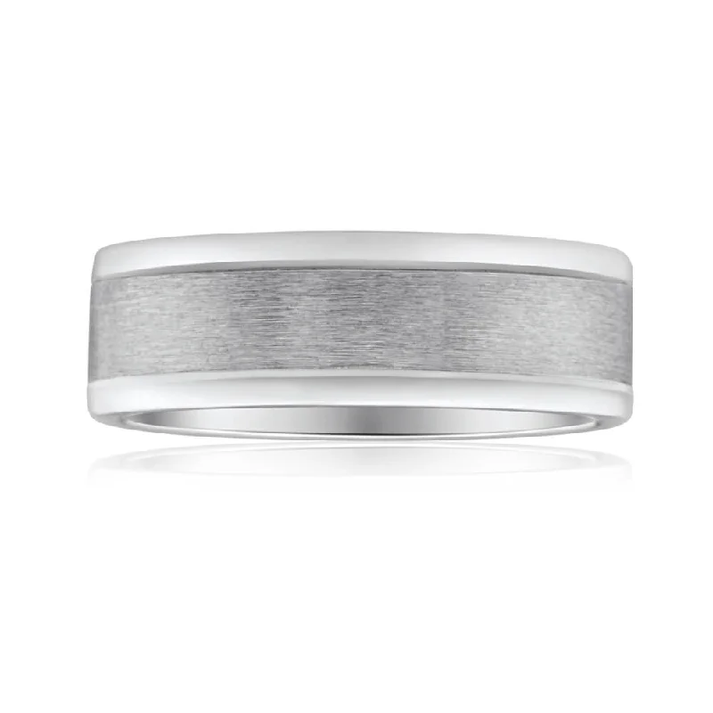 Firm band rings-Flawless Cut 9ct White Gold & Titanium 7mm Ring