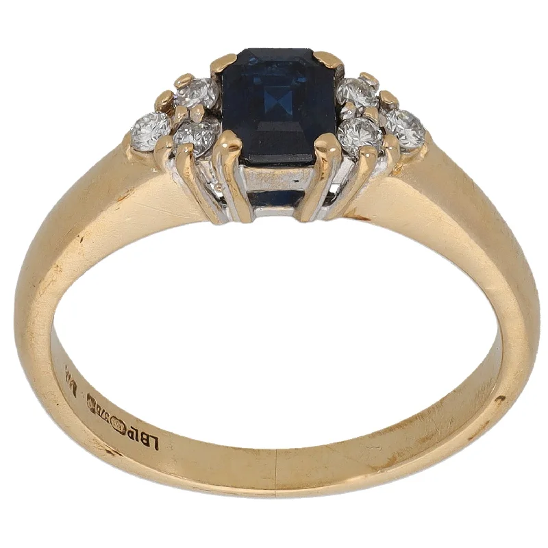 Grass style rings-9ct Gold 0.12ct Diamond & Sapphire Dress/Cocktail Ring Size L