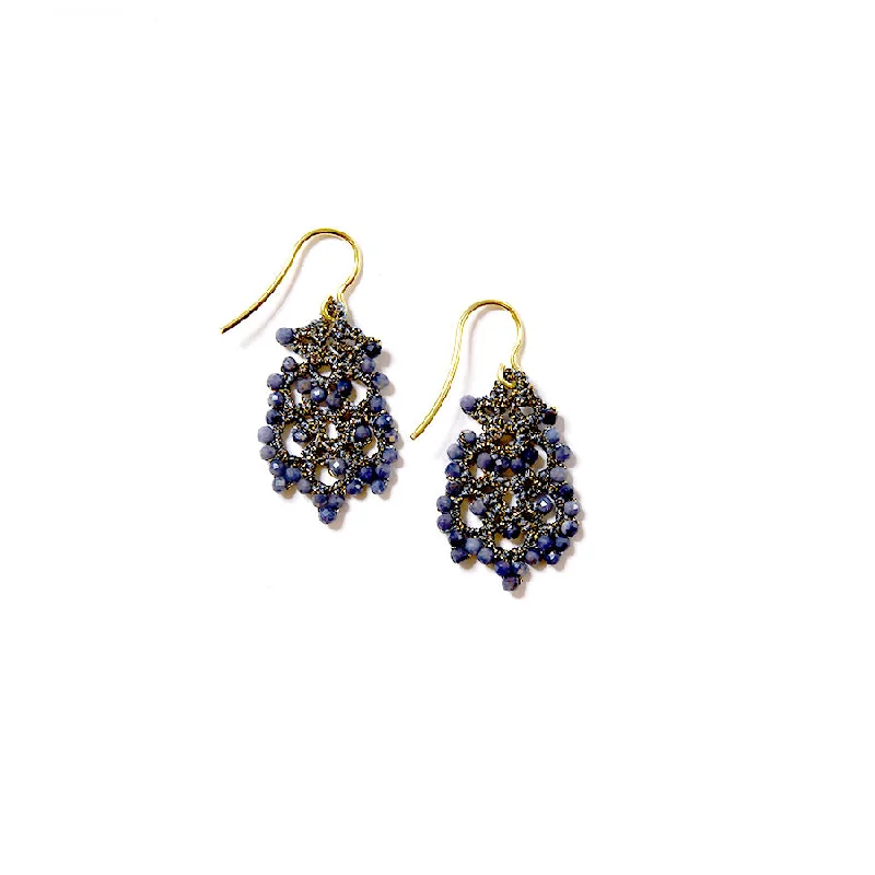 Reef knot earrings-Lace Earrings: Donna in Sapphire