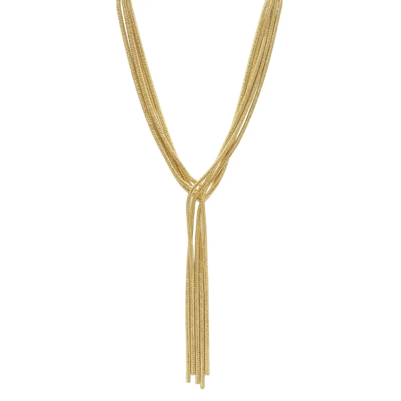 Rope knot necklaces-Multi Strand Textured Chain Necklace gold