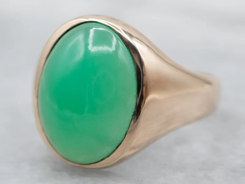 Reef knot rings-Mid Century Chrysoprase Ring