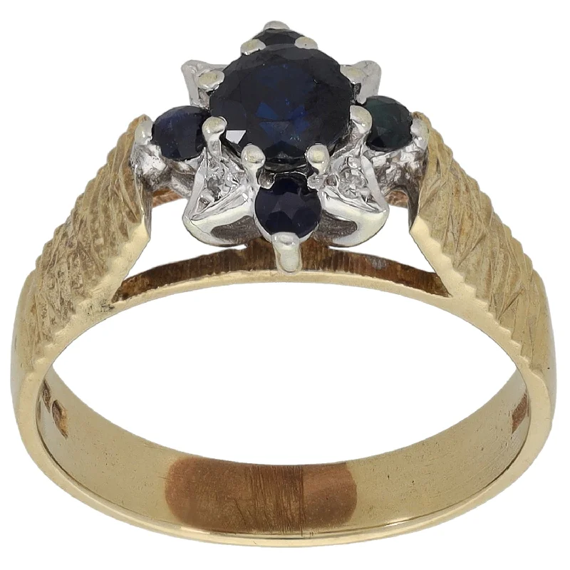 Elegant art rings-9ct Gold 0.02ct Diamond & Sapphire Dress/Cocktail Ring Size N