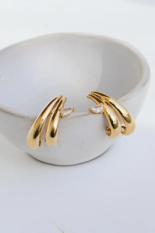 Sleek gloss earrings-FINAL SALE - Ali Gold Statement Earrings